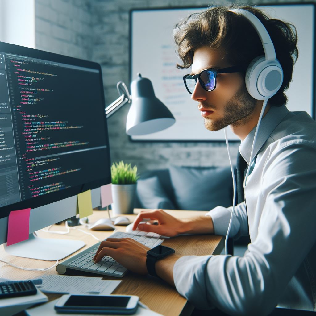hombre programando